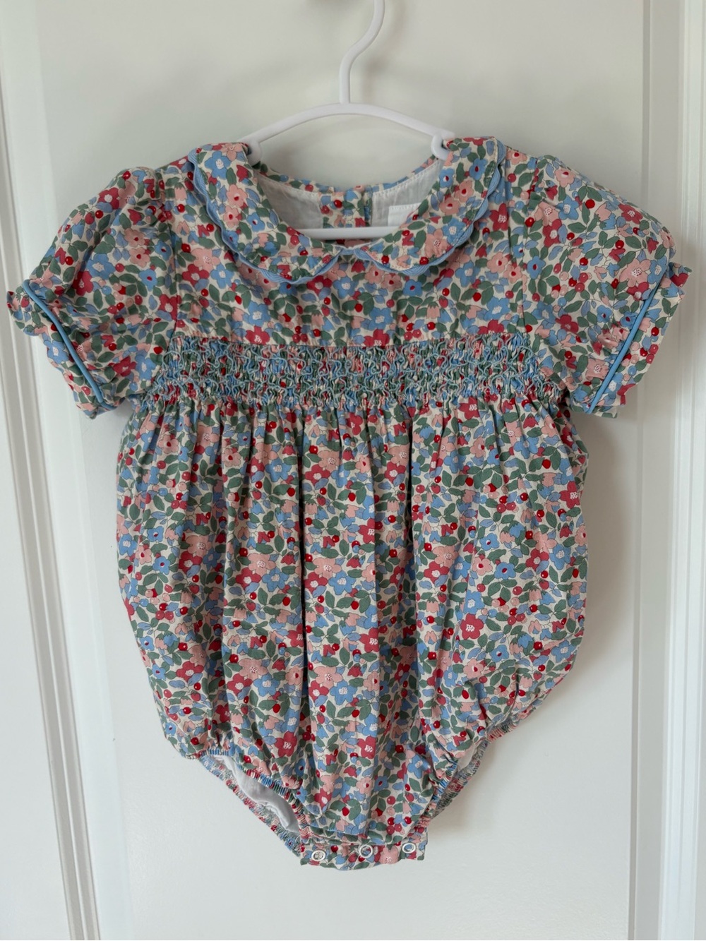 Southern Smocked Company Floral Smocked Bubble Romper 3T